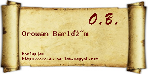 Orowan Barlám névjegykártya